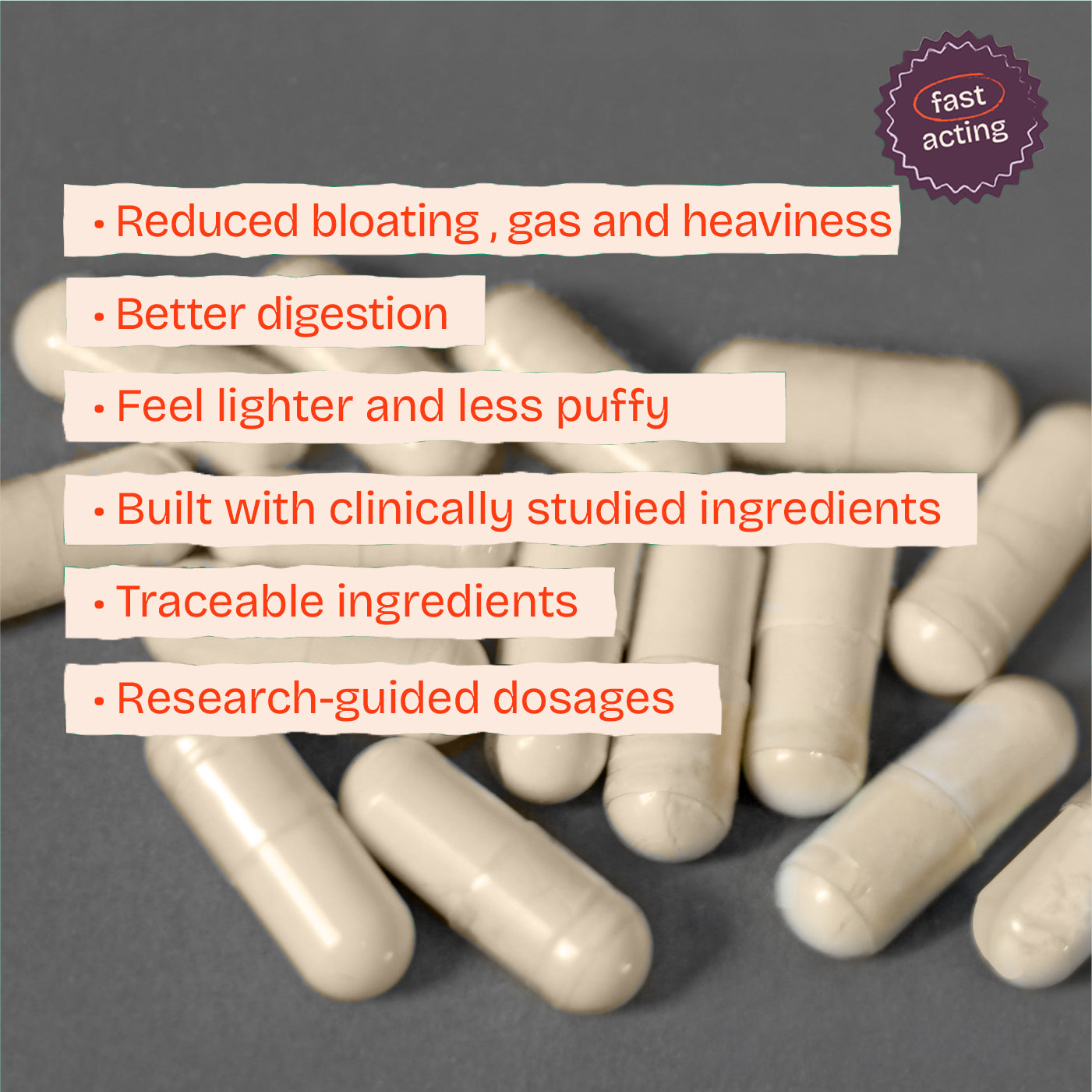 Supplement for bloating & relieve gas